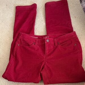 LOFT Red Stretch Corduroy Modern Straight Pants. Size 27/4